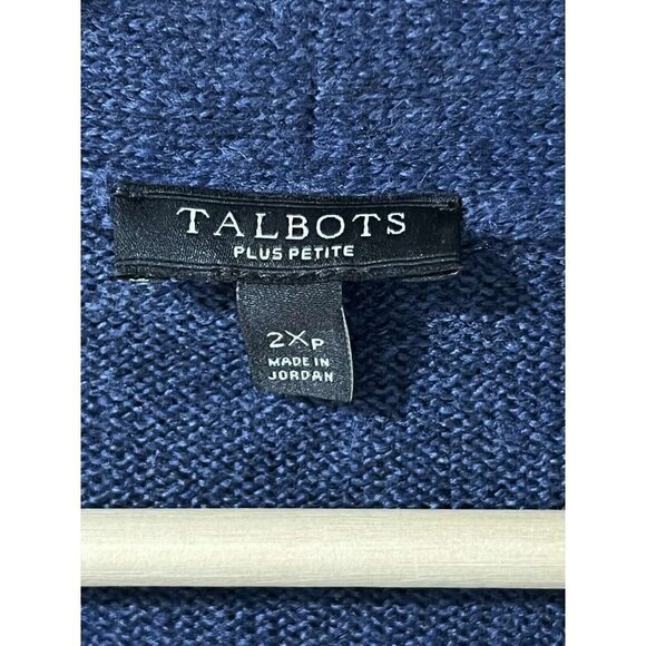 Talbots Petite Blue Cotton Blend  Open Front Knit Cardigan Sweater Petite 2X - Picture 9 of 9